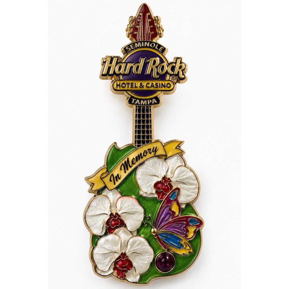 Hard Rock Hotel Casino Seminole In Memory Butterfly Guitar Pin LE 300